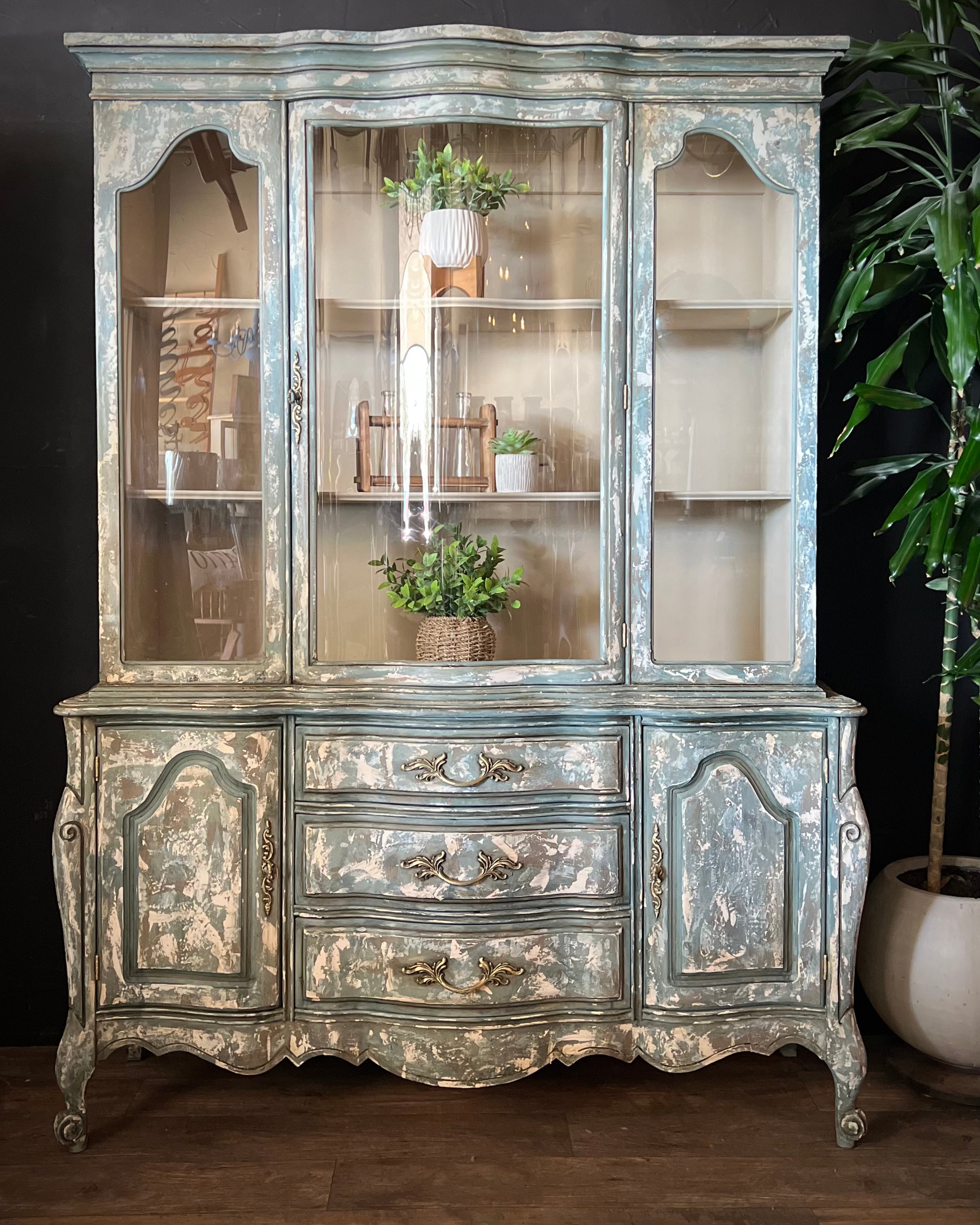 French Provincial China Cabinet Reclaimed