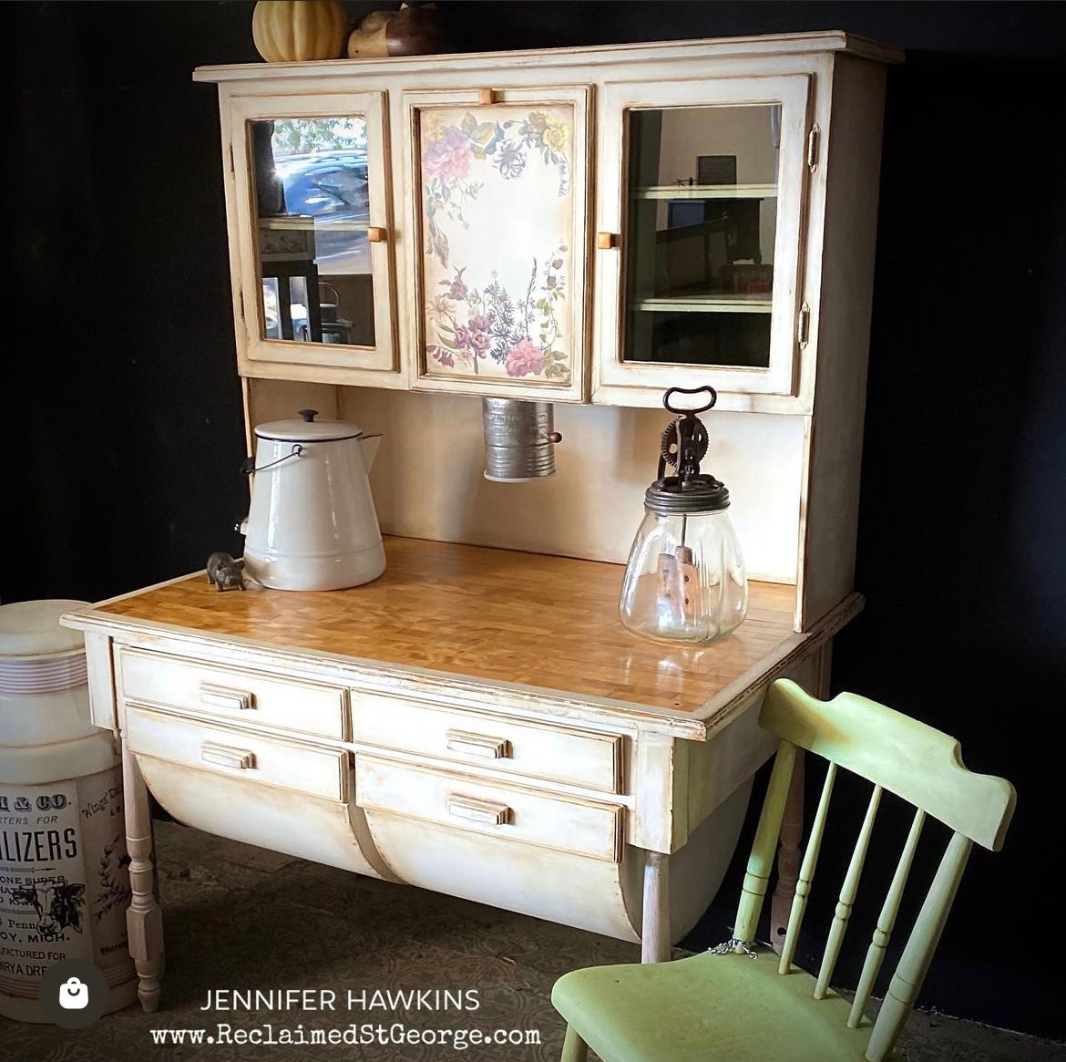 Antique French Baker s Cabinet